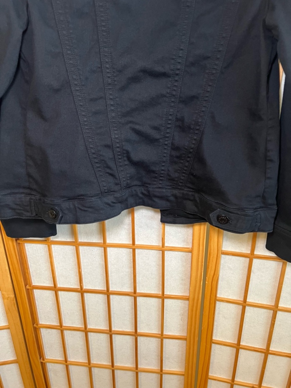 Chico’s Black Denim Jacket Stretch Button Front Women’s Size 0 (XS 4/6) casual - Picture 9 of 12